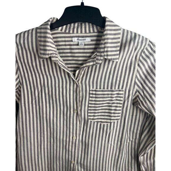 Madewell Tie-Front Striped Cotton Shirt In Maitland Stripe Small - Picture 4 of 14